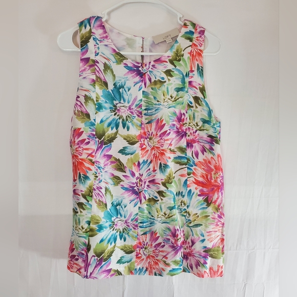 Ann Taylor Tops - Ann Taylor Loft Women's Medium Floral Linen Blend Sleeveless Tank Top New Tags.